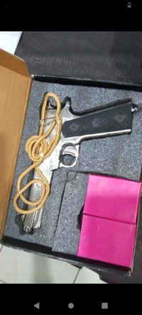 SILVER WORLD WAR 9 MM TOY GUN ( 1 BOX CORK) - Silver, 7 Inch