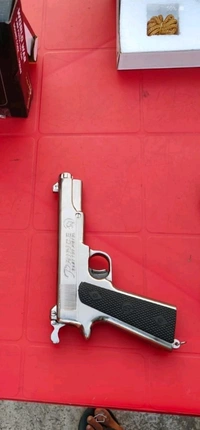 SILVER WORLD WAR 9 MM TOY GUN ( 1 BOX CORK) - Silver, 7 Inch