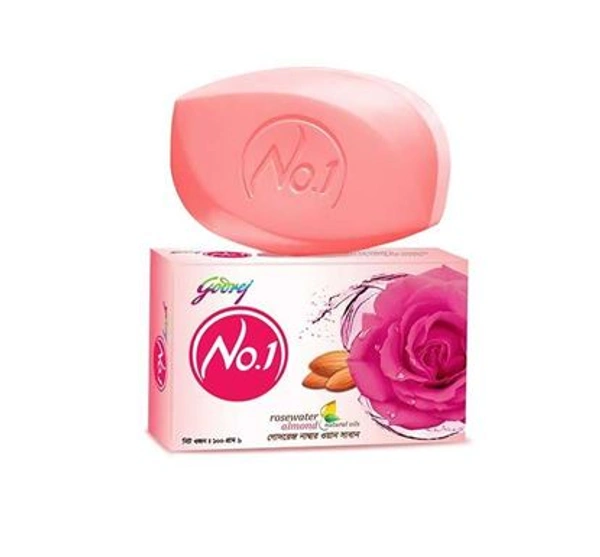 Godrej No.1 Rosewater Almond Bathing Soap - 100g X 5Pcs