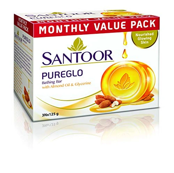 Santoor Pureglo Bathing Bar - 125g X 3