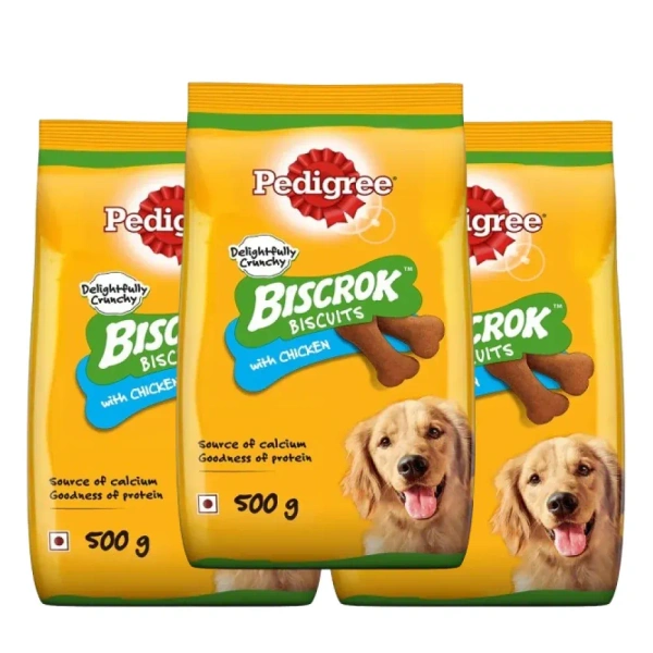 Pedigree Chicken Flavour Biscrok Dog Biscuits Dog Treats (500g)