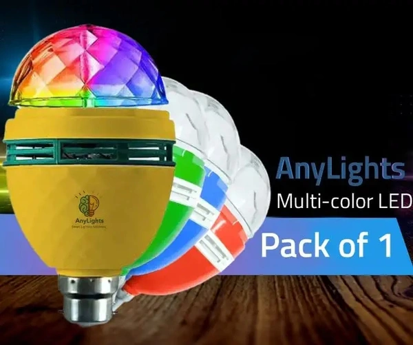 ANY LIGHTS 360 Degree Crystal Rotating Magic Disco B22D Led Bulb Lamp (Multicolor, Pack Of 1) 62% off