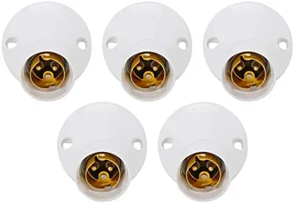 NS  CONA 2501 Angle Holder with OBR 6 Amp, White - Pack of 5|OBR Angle Holder|Bulb Holder|Fancy Angle Holder for Bulb|Angle holder for Home, Office, Shops, etc - White