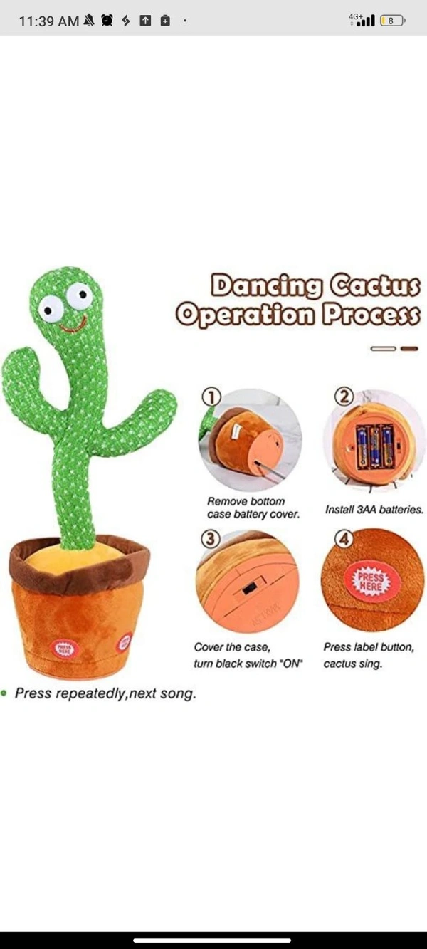 Dancing Cactus Chargable ( One Cactus+one Charging Cable) 