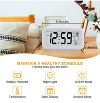 Digital Alarm Clock , Battery Operated,with Date, Temperature, Time , Lcd Clock