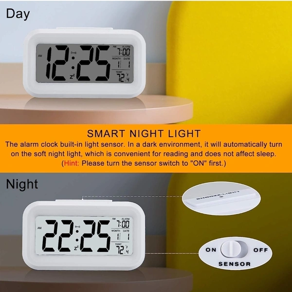 Digital Alarm Clock , Battery Operated,with Date, Temperature, Time , Lcd Clock