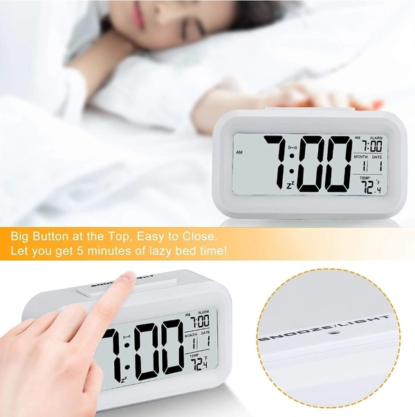 Digital Alarm Clock , Battery Operated,with Date, Temperature, Time , Lcd Clock