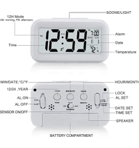 Digital Alarm Clock , Battery Operated,with Date, Temperature, Time , Lcd Clock