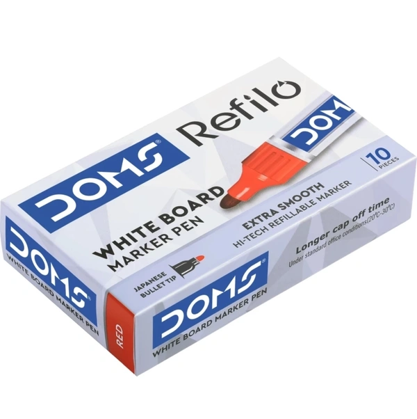 Doms Whiteboard Marker (10 Piece Set)  - Red