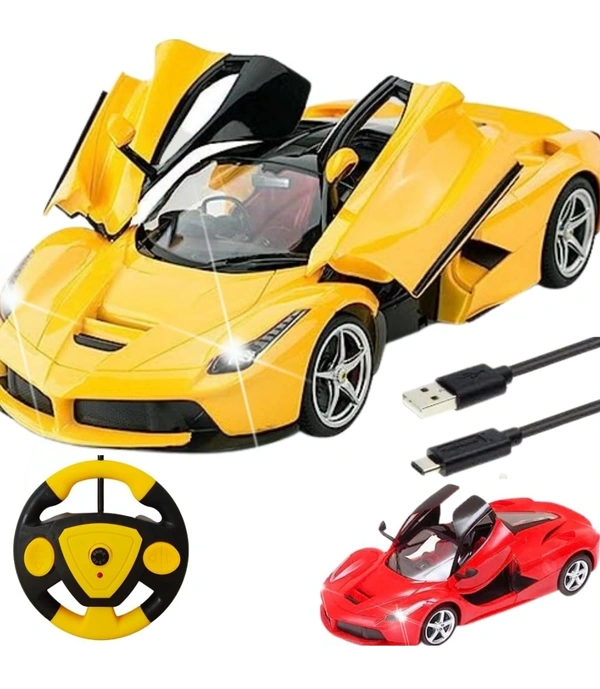 Rc Rechargable Super Fast Car With Lights  - Yellow