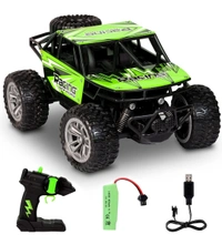 1:18 Scale All Terrain RC Car, 20 KPH High Speed 2WD Electric Vehicle with 2.4 GHz Remote Control, Off-Road Truck with Rechargeable Batteries - Green - Green