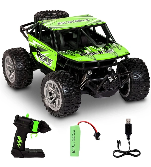 1:18 Scale All Terrain RC Car, 20 KPH High Speed 2WD Electric Vehicle with 2.4 GHz Remote Control, Off-Road Truck with Rechargeable Batteries - Green - Green