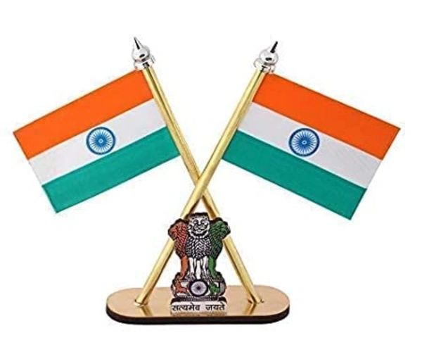Flag With Satyamevajayate Symbol For Car Dashboard And Office Use