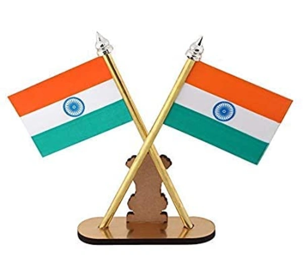 Flag With Satyamevajayate Symbol For Car Dashboard And Office Use