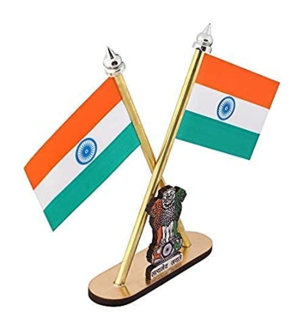 Flag With Satyamevajayate Symbol For Car Dashboard And Office Use