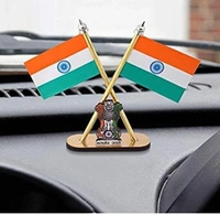Flag With Satyamevajayate Symbol For Car Dashboard And Office Use