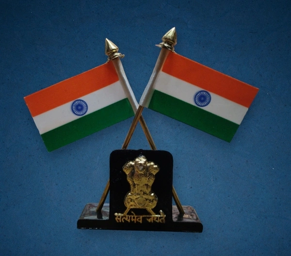 Satyamev Jayate Car Dashboard Flag Stand /or For Office Use