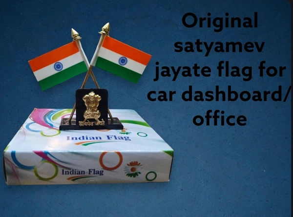 Satyamev Jayate Car Dashboard Flag Stand /or For Office Use