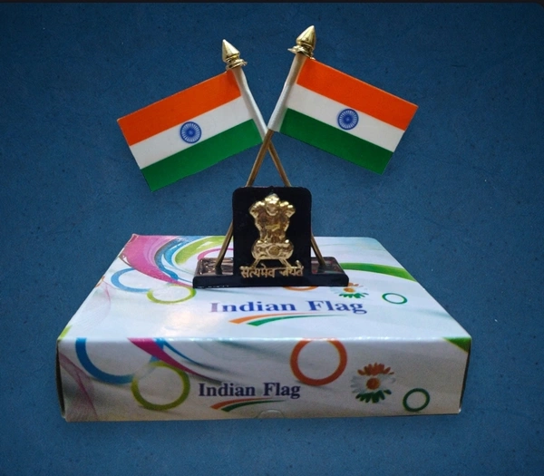 Satyamev Jayate Car Dashboard Flag Stand /or For Office Use