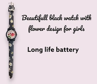 Beautifull Balck Flower Watch For Girls - 4