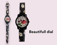Beautifull Balck Flower Watch For Girls - 7