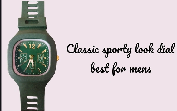 Square Dial Silicon Strap Green /black Watch Analog Watch For Boys & Girls Both - Free, Japanese Laurel, 1