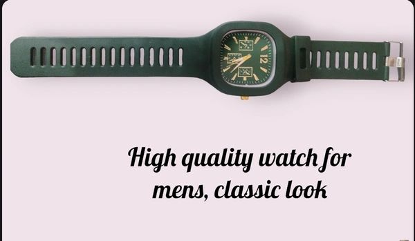 Square Dial Silicon Strap Green /black Watch Analog Watch For Boys & Girls Both - Free, Japanese Laurel, 1
