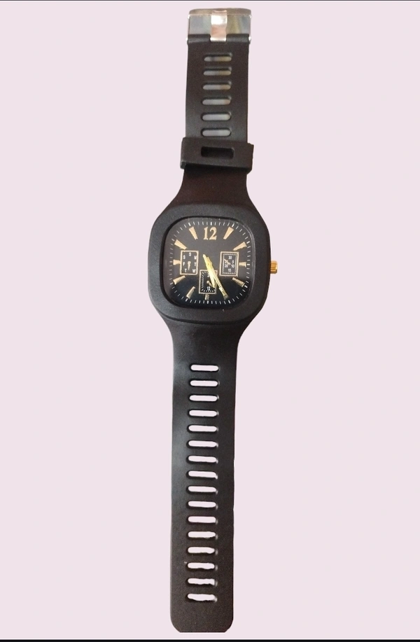 Square Dial Silicon Strap Green /black Watch Analog Watch For Boys & Girls Both - Free, Black