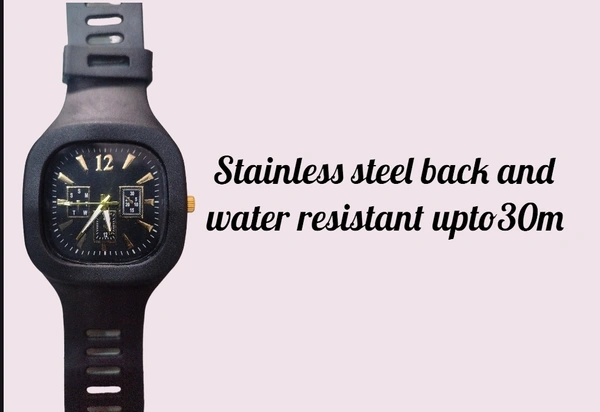 Square Dial Silicon Strap Green /black Watch Analog Watch For Boys & Girls Both - Free, Black