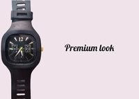 Square Dial Silicon Strap Green /black Watch Analog Watch For Boys & Girls Both - Free, Black