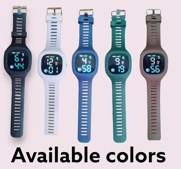 Digital Watch With Silicon Strap For Boys/girls  - Black, Free