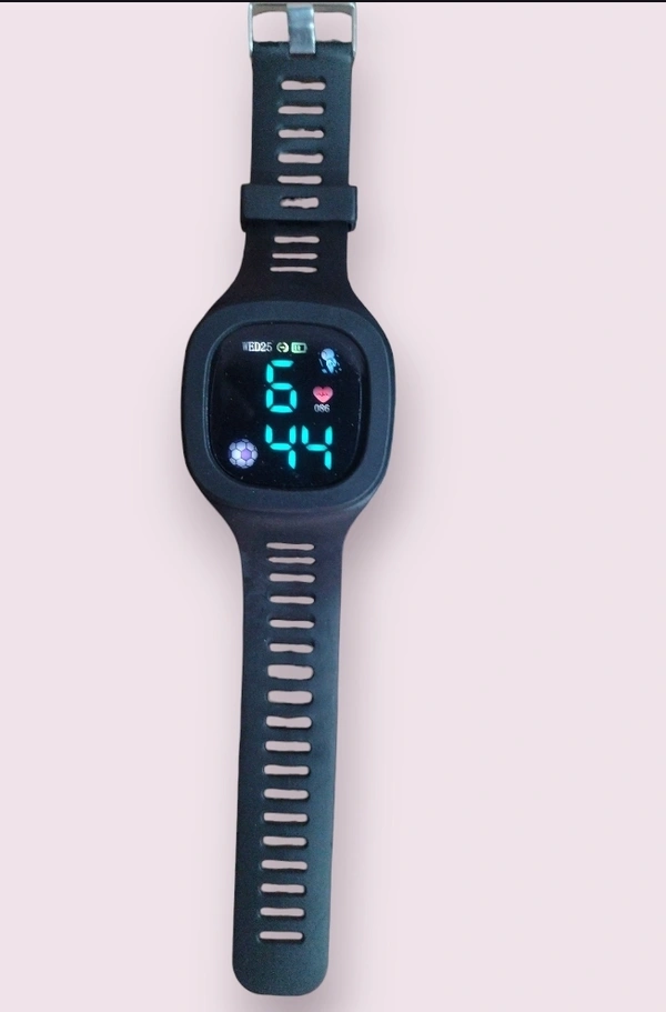 Digital Watch With Silicon Strap For Boys/girls  - Black, Free