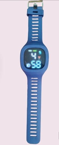 Digital Watch With Silicon Strap For Boys/girls  - Navy Blue, Free