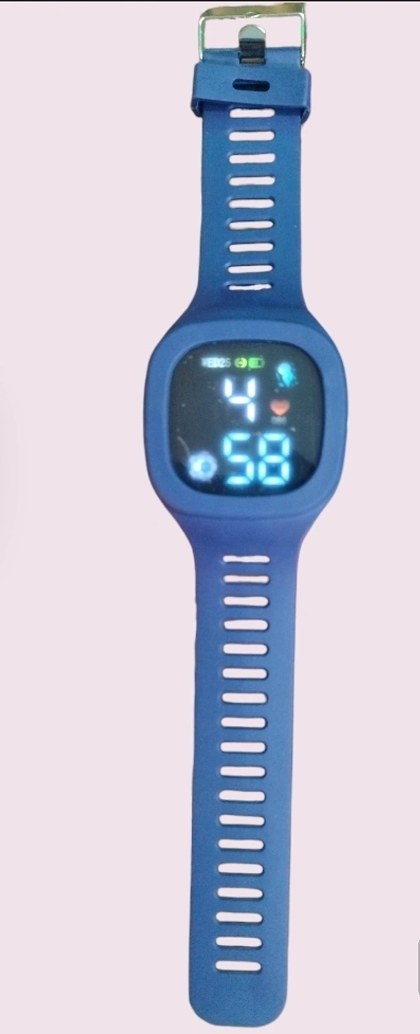 Digital Watch With Silicon Strap For Boys/girls  - Navy Blue, Free