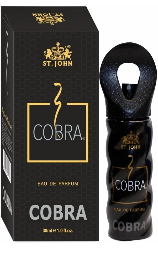 ST. JOHN COBRA Body Perfume For Men | Irresistible Scent Fresh & Soothing Good Fragrance Perfume For Men | Long Lasting Smell, Eau De Parfum - 30Ml - Black