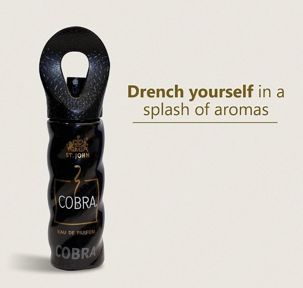 ST. JOHN COBRA Body Perfume For Men | Irresistible Scent Fresh & Soothing Good Fragrance Perfume For Men | Long Lasting Smell, Eau De Parfum - 30Ml - Black
