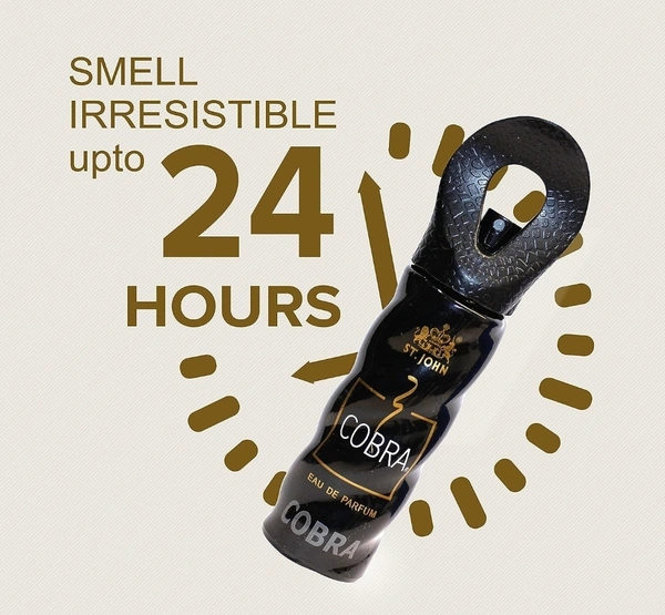 ST. JOHN COBRA Body Perfume For Men | Irresistible Scent Fresh & Soothing Good Fragrance Perfume For Men | Long Lasting Smell, Eau De Parfum - 30Ml - Black