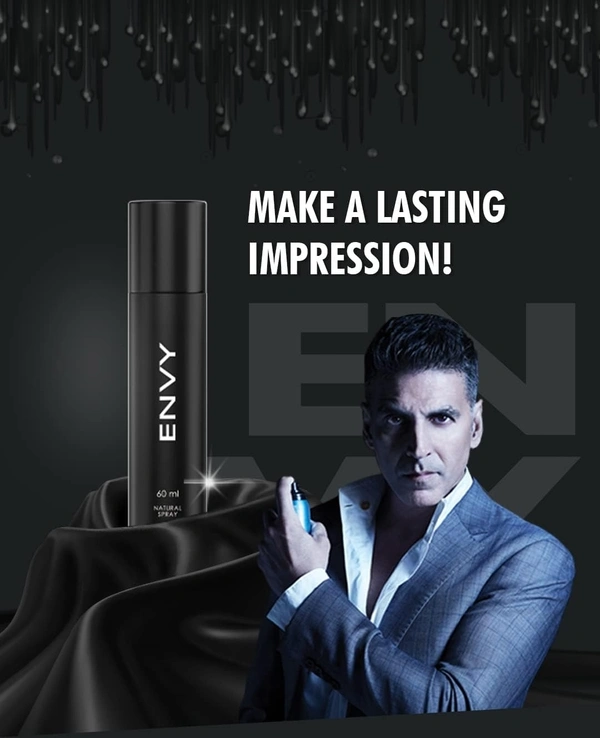 ENVY Natural Spray Perfume For Men - 60ML | Long Lasting Deodorant Body Spray for Men - Black, 1