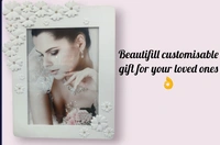 Very Beautifull Flower Glass Photo Frame  - White, 15cm×20cm