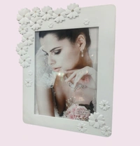 Very Beautifull Flower Glass Photo Frame  - White, 15cm×20cm