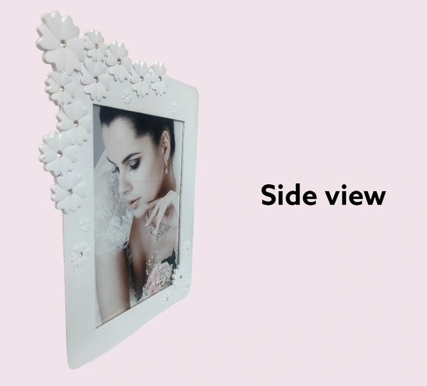 Very Beautifull Flower Glass Photo Frame  - White, 15cm×20cm