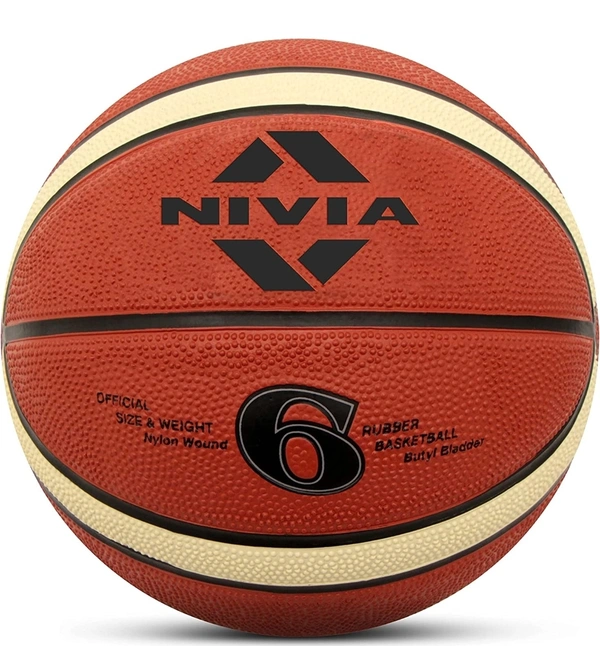 Nivia Engraver Basketball/Soft Rubberized Moulded/14 Panel/Suitable for Hard Surface/Match Ball/for Men/women /Basketball Size - 6 (Red) - 6, Red