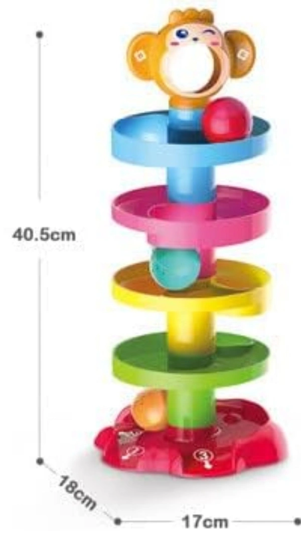 Rk Sports Toy Imagine RAMP ROLL, 5 Layer Ball Drop and Roll Swirling Tower for Toddler|3 Puzzle Rattle Balls Monkey Face at The Top|Non Toxic Material| Stack,Drop and Go Ball Ramp Toy Set (Multicolor)9370%off70%off - Big