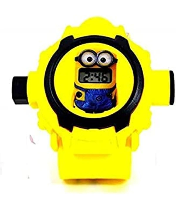 Digital 24 Projector Minions Cartoon Character Watch for Boys & Girls (Yellow) - Yellow