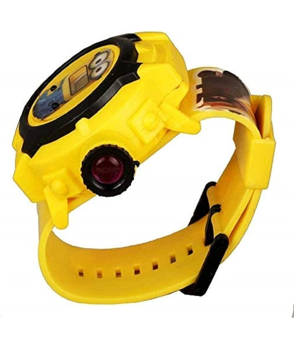 Digital 24 Projector Minions Cartoon Character Watch for Boys & Girls (Yellow) - Yellow