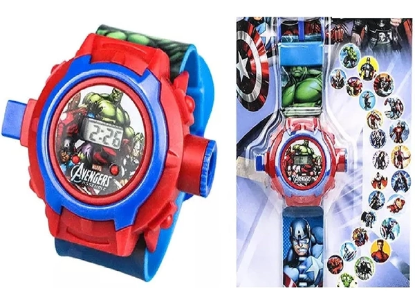 Watch for Boys and Girl Digital 24 Images Avengers Projector Watch (Unisex Kids Watch, Assorted Design)(Age 3+ Years) Colour:Multicolour