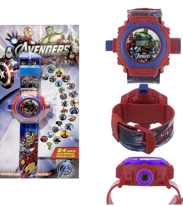 Watch for Boys and Girl Digital 24 Images Avengers Projector Watch (Unisex Kids Watch, Assorted Design)(Age 3+ Years) Colour:Multicolour
