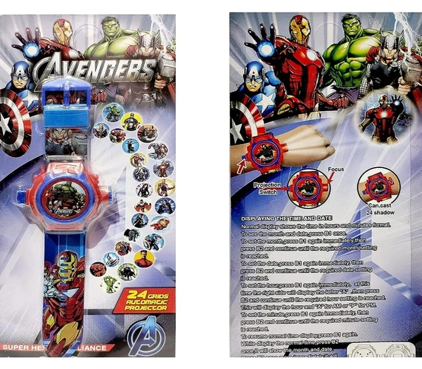 Watch for Boys and Girl Digital 24 Images Avengers Projector Watch (Unisex Kids Watch, Assorted Design)(Age 3+ Years) Colour:Multicolour