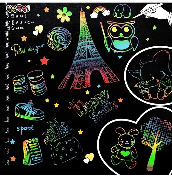 A4 Drawing Book 10 Pages Rainbow Scratch Paper Notes Scratch Art Activity Books 10.5 X 7.5 inches Scratch Magic Doodle Note Pad for Kids Arts and Crafts Perfect Travel Activity - 1, A4