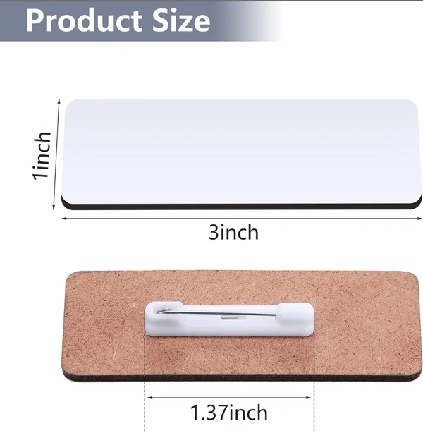Rksports Wooden Customisable Badge, For Office Use, School Use, Monitor, Etc...  - White, 5